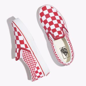 Vans Erkek Çocuk Kaykay Ayakkabısı Mix Checker Slip-On Kırmızı/Beyaz | 84932-724